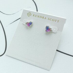✨Kendra Scott✨ Ari Heart Silver Stud Earrings Watercolor